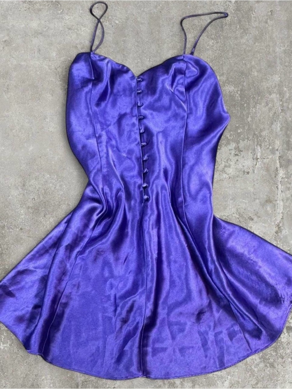 VTG 90s Victoria’s Secret Purple Satin Button Front Slip Dress Mini M
